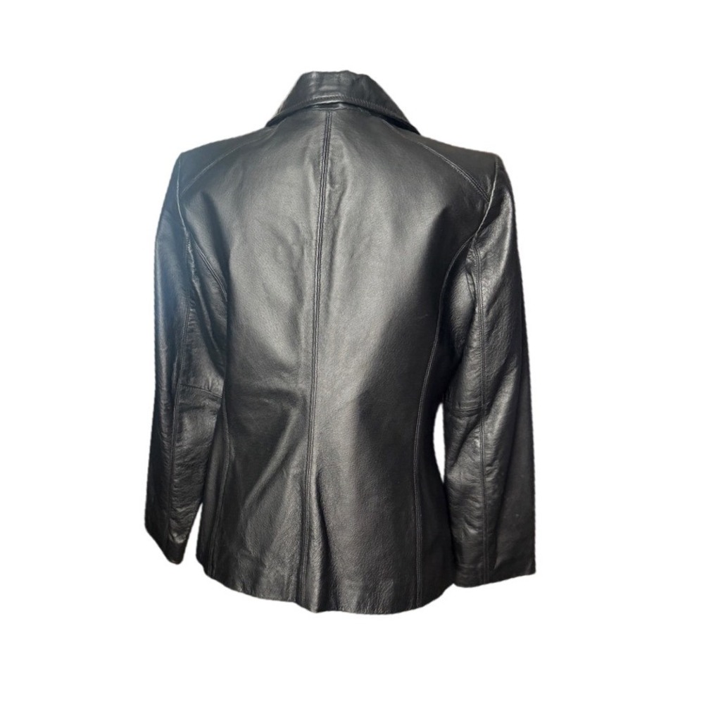 ALFANI Vintage Genuine Leather Zip Front Jacket L 90s Minimalist Quiet Luxury - Picture 3 of 13